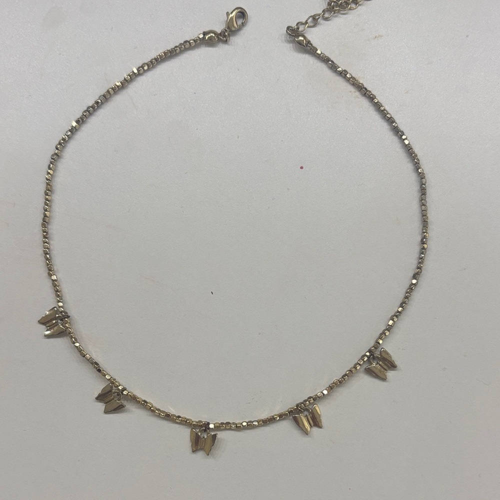 Elegant Gold Charm Necklace with Butterfly Charms